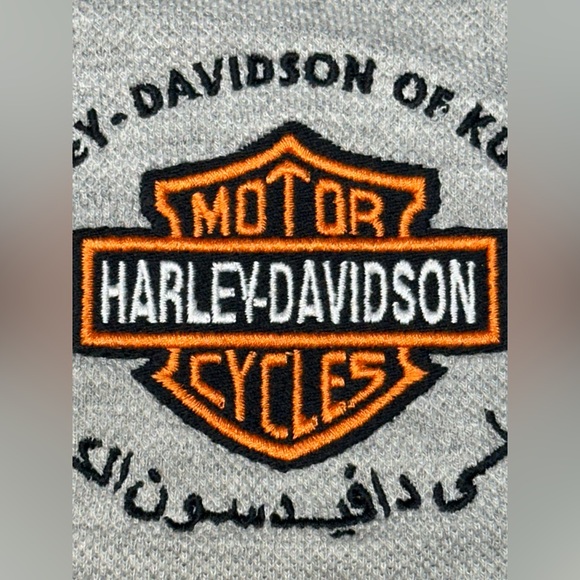 Harley-Davidson Kuwait Polo Shirt - Y2K - Gray Black Embroidered Logo - Large - Picture 4 of 7